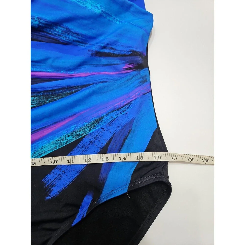 SWIMSUITS FOR ALL 1 Piece Bathing Suit CONTROL Black Blue Purple Sz 16 NEW